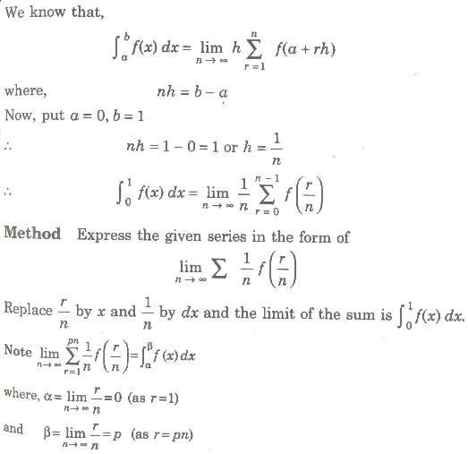 Summation of Series by Definite Integral