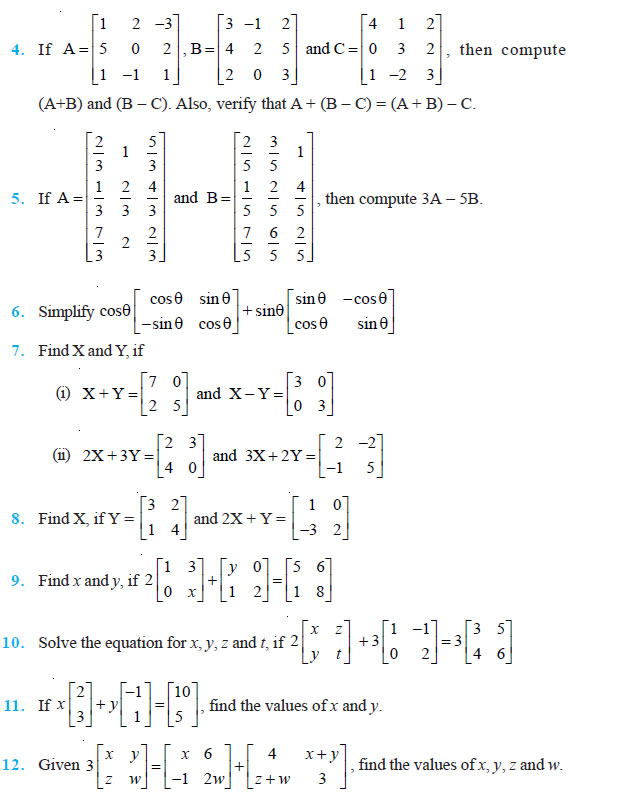 Matrices Class 12 Ncert Solutions