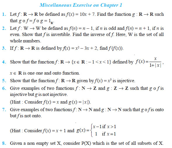 Miscellaneous Exercise questions