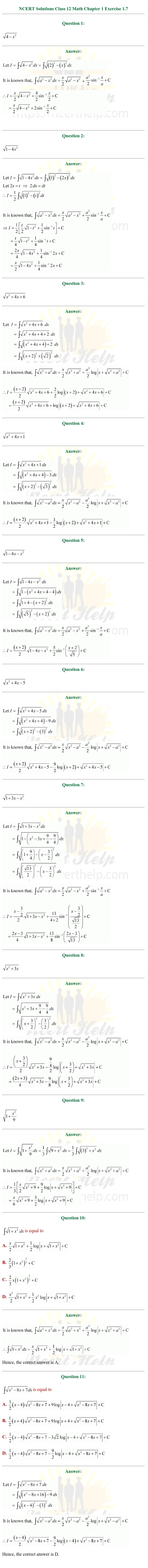 ex.7.7 Class 12 Math Chapter 7 ncert solutions