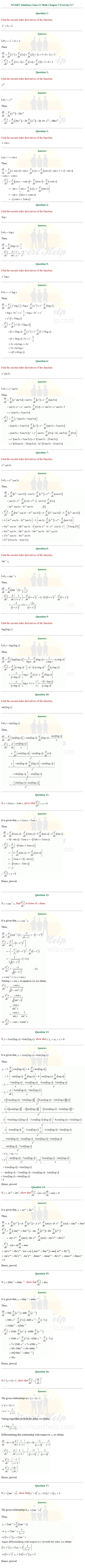 ex.5.7 Class 12 Math Chapter 5 ncert solutions