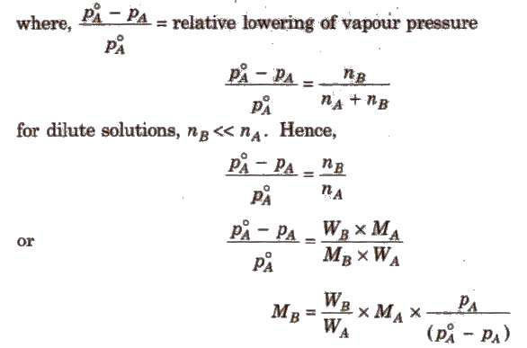 Relative Lowering of Vapour Pressure