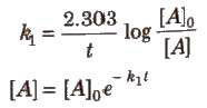 Integrated Rate Equation for First Order Reactions