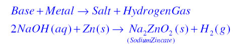 Reaction of base with metal